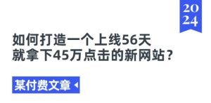 某付费文章《如何打造一个上线56天就拿下45万点击的新网站?》-创业资源网