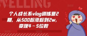 个人提升系vlog夏令营2期,从500粉增粉到2w,转现4~5个数-创业资源网