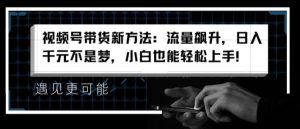 视频号带货新的方法:总流量飙涨,日入千块指日可待,新手也可以快速上手【揭密】-创业资源网