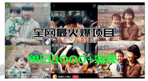 各大网站爆红的AI让老照片动起来实例教程,借势营销日赚3k ,含有完全免费专用工具一键可生成【揭密】-创业资源网
