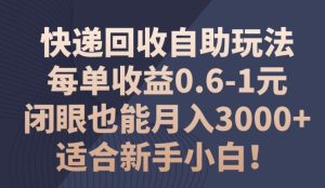快递回收自助式游戏玩法,每一单盈利0.6-1元,闭上眼也可以月入3000 !适宜新手入门!-创业资源网