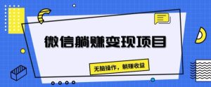 手机微信躺着赚钱转现新项目,没脑子实际操作,躺着赚钱盈利-创业资源网