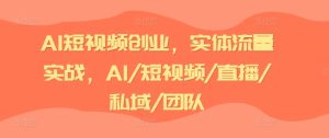 AI短视频创业,实体流量实战,AI/短视频/直播/私域/团队-创业资源网