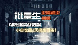 【AI最新实战教程】批量生成说唱解说视频，小白也能1天搞定百条-创业资源网