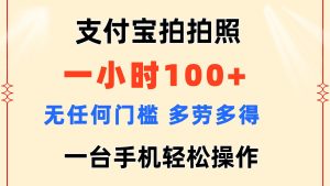支付宝钱包拍照 一小时100 没有任何门坎 能者多劳 一台手机轻轻松松实际操作-创业资源网