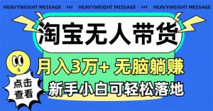 淘宝无人带货3.0高收益玩法,月入3万+,无脑躺赚,新手小白可落地实操-创业资源网