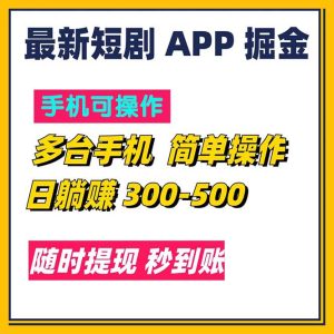 最新短剧app掘金/日躺赚300到500/随时提现/秒到账-创业资源网