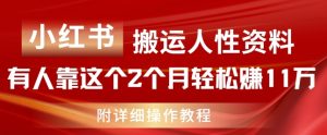 小红书的运送人的本性材料，有些人靠这个2个月轻松赚钱11w，附实例教程【揭密】-创业资源网