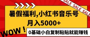 小红书的音乐号月入5000 ，0基本新手拷贝也能赚钱-创业资源网