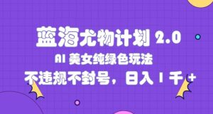 瀚海性感尤物方案2.0,AI漂亮美女绿色安全游戏玩法,不违规防封号,日入1k-创业资源网