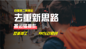 去重新思路,详细教你自媒体视频二剪搬运技术,自己加工双重去重100%过…-创业资源网