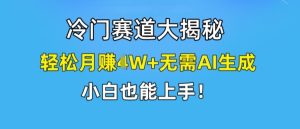 小众跑道大曝光,轻轻松松月赚1W 不用AI形成,新手也可以入门【揭密】-创业资源网