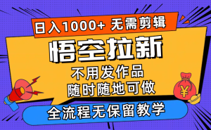 孙悟空引流日入1000 不用视频剪辑当日入门,一部手机随时能做,全过程无…-创业资源网