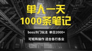 单人一天1000条笔记，日入2000+，BOSS直聘的正确玩法【揭秘】-创业资源网