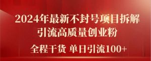 2024年全新防封号新项目拆卸引流方法高品质自主创业粉,全过程干货运单日轻轻松松引流方法100 【揭密】-创业资源网