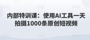 内部结构训练课:应用AI专用工具一天拍照1000条优质短视频-中创网_分享中创网创业资讯_最新网络项目资源-创业资源网