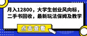 月入12800，学生创业方向标，二手书回收，全新游戏玩法家庭保姆及教学-创业资源网