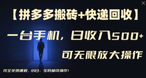 【拼多多刷金 快递回收】一台手机,日入500 ,多号引流方法引流矩阵赢利不受限制,初学者宝妈都能够操作过程-创业资源网