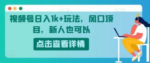 微信视频号日入1k 游戏玩法,蓝海项目,新手还可以-创业资源网