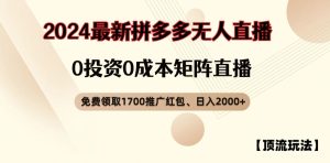 【浅池游戏玩法】拼多多免费领取1700大红包、无人直播0成本费引流矩阵日入2000 【揭密】-创业资源网