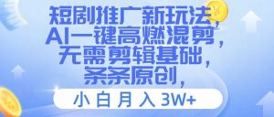 短剧剧本营销推广新模式,AI一键高燃混剪,不用视频剪辑基本,一条条原创设计,新手月入3W 【揭密】-创业资源网
