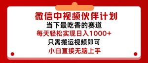 微信中视频伙伴计划,仅靠搬运就能轻松实现日入500+,关键操作还简单,…-创业资源网