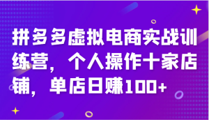 拼多多虚拟电商实战训练营,个人操作十家店铺,单店日赚100+-创业资源网