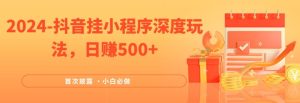 2024各大网站首次披露,抖音挂微信小程序深层游戏玩法,日赚500 ,简易、平稳,带方式收益,新手必须要做的【揭密】-创业资源网