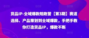 货品IP全域爆款陪跑营【第3期】赛道选择、产品策划到全域爆款，手把手教你打造货品IP，爆款不断-创业资源网