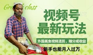 视频号新玩法,外国美食视频混剪,撸分成计划收益,视频制作简单,轻松月入过万【揭秘】-创业资源网