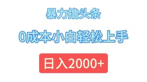 暴力撸头条,0成本小白轻松上手,日入2000+-创业资源网