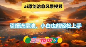 ai原创设计痊愈美景视频,引爆流量池,新手也可以快速上手,每篇10w 【揭密】-创业资源网