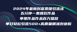 2024年最新创富思维日引流500+精准高质量创业粉,五分钟一条百万播放量…-创业资源网