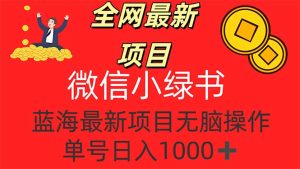 全网最新项目,微信小绿书,做第一批吃肉的人,一天十几分钟,无脑单号…-创业资源网
