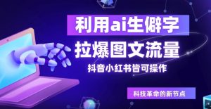 利用ai生僻字，拉爆图文流量，抖音小红书皆可操作-创业资源网