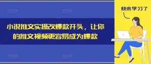 小说推文实际操作改爆品开始,使你的推文短视频比较容易成为爆款-创业资源网