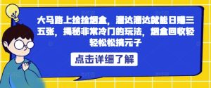 大马路上捡捡烟盒,溜达溜达就能日赚三五张,揭秘非常冷门的玩法,烟盒回收轻轻松松搞元子-创业资源网