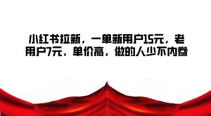 小红书拉新，一单新用户15元，老用户7元，单价高，做的人少不内卷-创业资源网