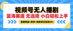 微信视频号没有人播剧,无违反规定小白可入门,直播收益 卖货 增粉多种盈利,单日盈利4K-创业资源网