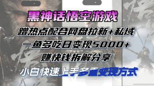 黑神话悟空游戏蹭热点配合网盘拉新+私域,一鱼多吃日变现5000+赚快钱拆…-创业资源网