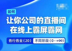 公司引流矩阵直播间刷屏实操课,使你企业直播间通过线上刷屏霸网-创业资源网