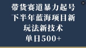 卖货跑道暴力行为养号,后半年蓝海项目,新模式新技术应用,单日500-创业资源网