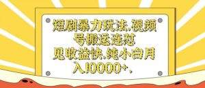 短剧剧本暴力行为游戏玩法，微信视频号运送连怼，见盈利快，纯小白月入1w-创业资源网