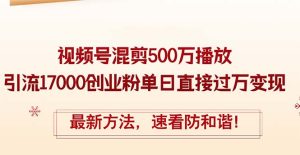 精华帖视频号混剪500万播放引流17000创业粉,单日直接过万变现,最新方…-创业资源网