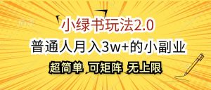 小绿书玩法2.0,超简单,普通人月入3w+的小副业,可批量放大-创业资源网