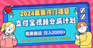 2024最新冷门项目!支付宝视频分成计划,直接粗暴搬运,日入2000+,有…-创业资源网