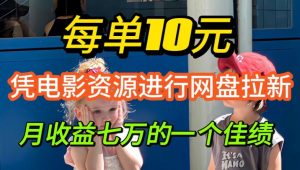 凭借电影资源进行网盘拉新，每单可得 10 元收益-创业资源网