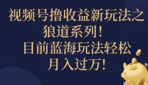 视频号暴力撸收益新玩法之狼道系列，目前蓝海玩法轻松月入过万-创业资源网