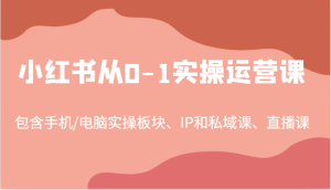 小红书从0-1实操运营课,包含手机/电脑实操板块、IP和私域课、直播课-创业资源网
