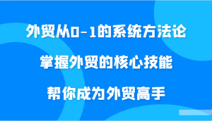 外贸从0-1的系统方法论，掌握外贸的核心技能，帮你成为外贸高手-创业资源网